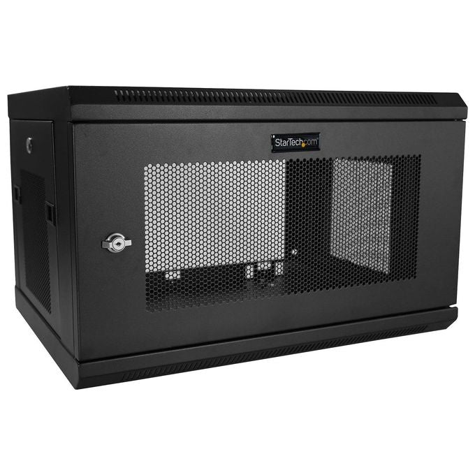 StarTech RK616WALM Armadio Rack 6U 19'' 37 cm Profondita' Portata 90 Kg con Serratura e Ripiano 1U incluso colore Nero