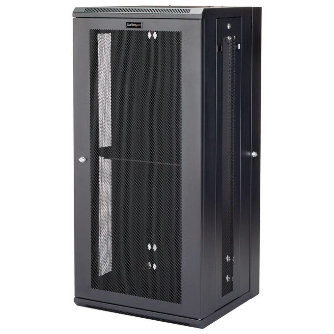 StarTech.com RK2620WALHM Armadio Rack 26U Montabile a Parete 19 pollici 4 Montanti Capacita' 90 Kg Pannelli Laterali Rimovibili Ventilato con Ripiano 1U colore Nero