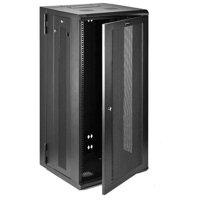 StarTech.com RK2620WALHM Armadio Rack 26U Montabile a Parete 19 pollici 4 Montanti Capacita' 90 Kg Pannelli Laterali Rimovibili Ventilato con Ripiano 1U colore Nero