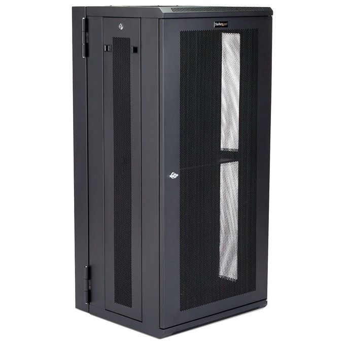StarTech.com RK2620WALHM Armadio Rack 26U Montabile a Parete 19 pollici 4 Montanti Capacita' 90 Kg Pannelli Laterali Rimovibili Ventilato con Ripiano 1U colore Nero