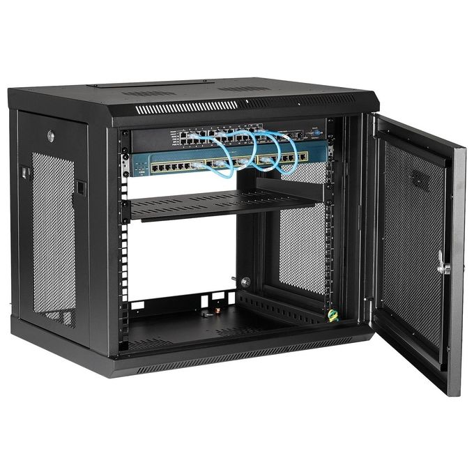 StarTech RK9WALM Armadio Rack da Parete 9U Profondita' Regolabile 15-38.1 cm Capacita' 90 Kg Ventilato con Serratura colore Nero