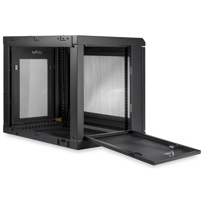 StarTech RK9WALM Armadio Rack da Parete 9U Profondita' Regolabile 15-38.1 cm Capacita' 90 Kg Ventilato con Serratura colore Nero