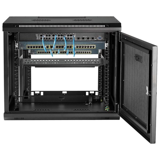 StarTech RK9WALM Armadio Rack da Parete 9U Profondita' Regolabile 15-38.1 cm Capacita' 90 Kg Ventilato con Serratura colore Nero