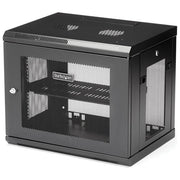StarTech RK9WALM Armadio Rack da Parete 9U Profondita' Regolabile 15-38.1 cm Capacita' 90 Kg Ventilato con Serratura colore Nero