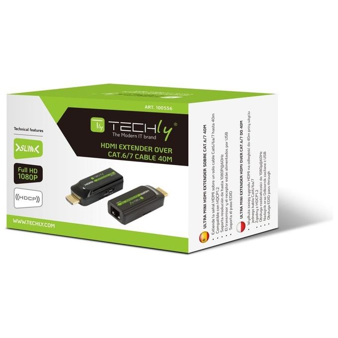 Techly Extender HDMI Compatto Full HD su Cavo Cat.6-6A-7 Max 40mt