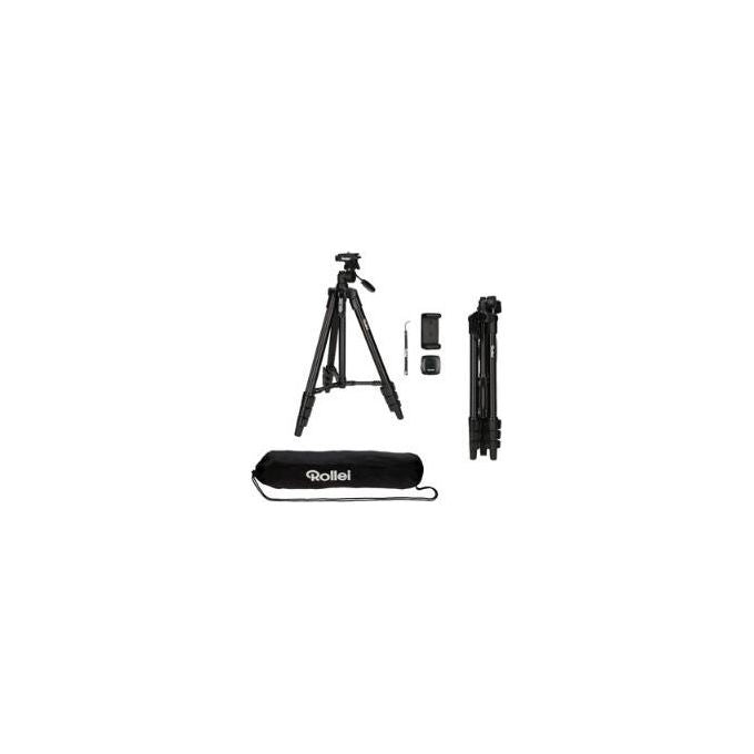 Rollei 22638 Selfie Traveler Treppiede Smartphone Fotocamera Azione 3 Gambe Alluminio 120 cm 2 Kg colore Nero