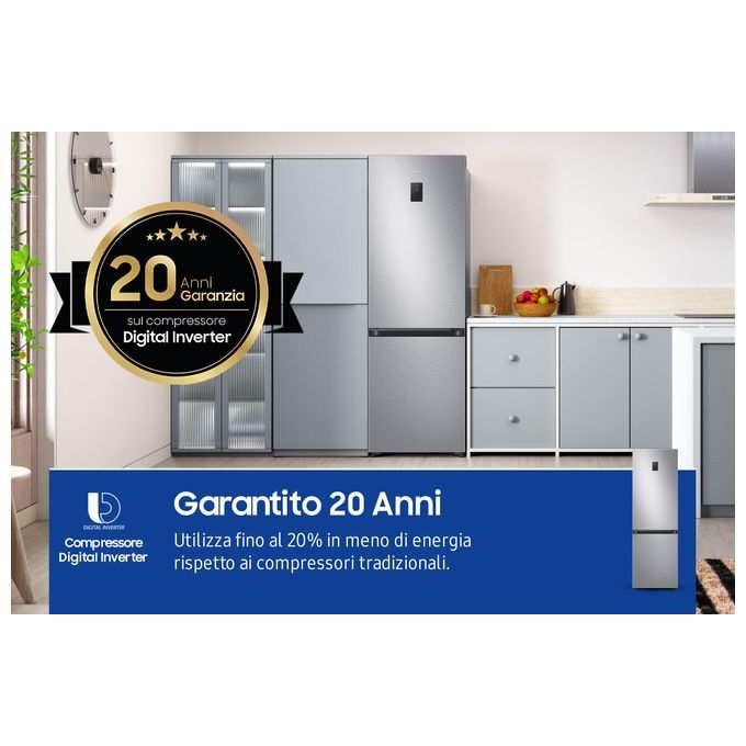 Samsung RB34C675DSA EcoFlex AI Frigorifero Combinato 344 L 185 cm Classe D 35 dB No Frost Wi-Fi Display Touch colore Acciaio Inossidabile