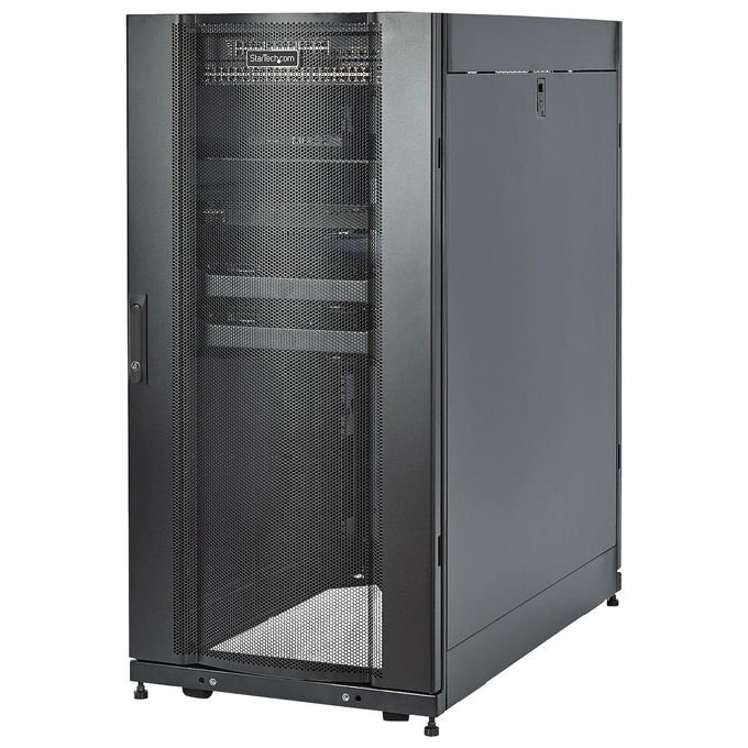 StarTech.com RK2537BKM Armadio Rack 25U 19 Pollici su Ruote 4 Montanti con Profondita' Regolabile e Serratura colore Nero