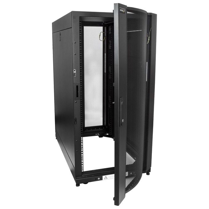 StarTech.com RK2537BKM Armadio Rack 25U 19 Pollici su Ruote 4 Montanti con Profondita' Regolabile e Serratura colore Nero