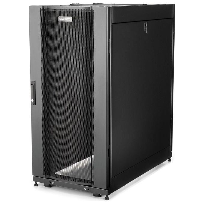 StarTech.com RK2537BKM Armadio Rack 25U 19 Pollici su Ruote 4 Montanti con Profondita' Regolabile e Serratura colore Nero