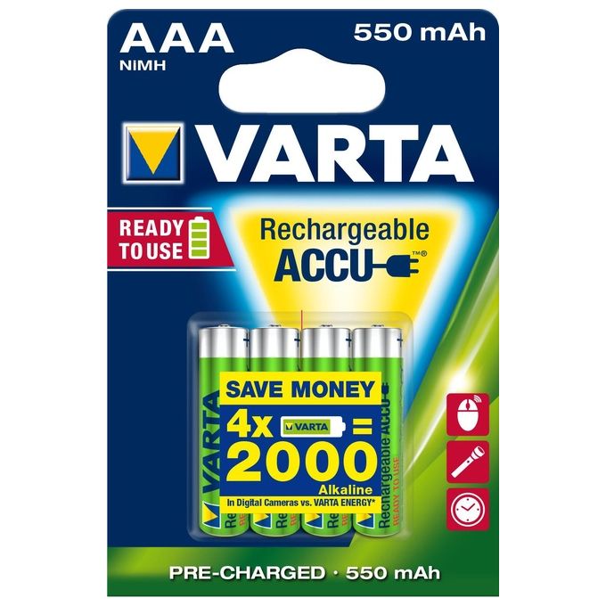 Varta Confezione 4 Ricaricabili AAA 550mah