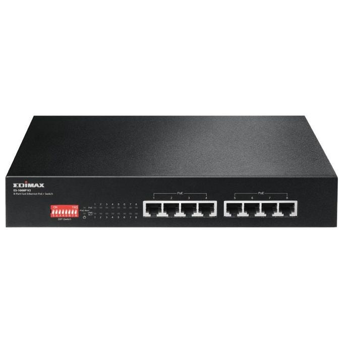Edimax ES-1008P V2 Switch di rete Fast Ethernet 8 porte con supporto Power over Ethernet PoE 1,6 Gbit-s colore Nero