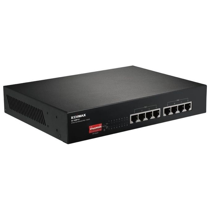 Edimax ES-1008P V2 Switch di rete Fast Ethernet 8 porte con supporto Power over Ethernet PoE 1,6 Gbit-s colore Nero