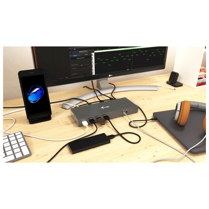 I-tec CADUAL4KDOCK Docking Station USB 3.0 USB-C 5K Dual Display 2x HDMI 2x DisplayPort 6x USB 3.0 Ethernet Gigabit colore Nero