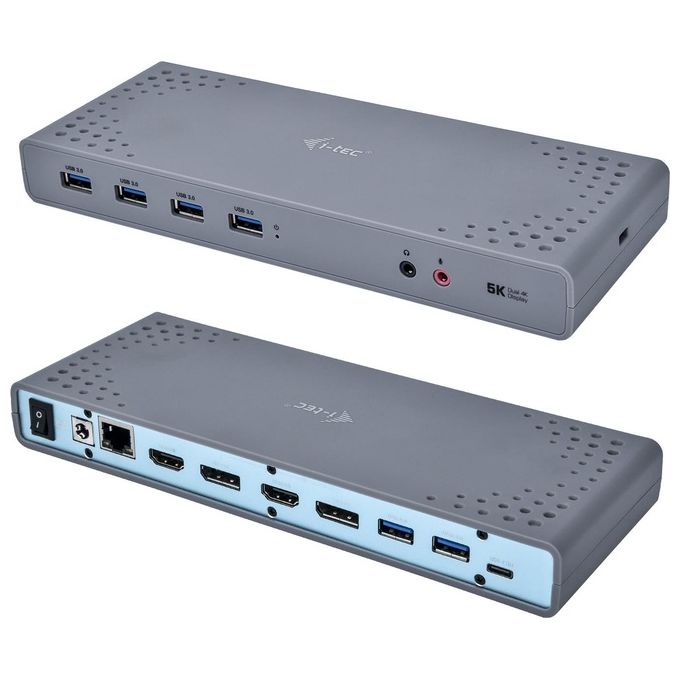 I-tec CADUAL4KDOCK Docking Station USB 3.0 USB-C 5K Dual Display 2x HDMI 2x DisplayPort 6x USB 3.0 Ethernet Gigabit colore Nero