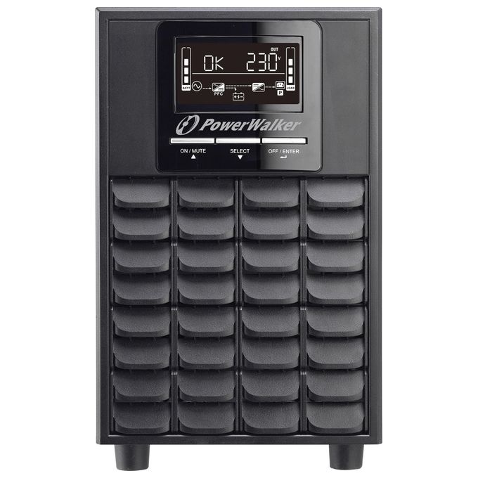 PowerWalker 10122109 VFI 1500 CG PF1 Gruppo di continuita' (UPS) Doppia conversione online 1500 W 4 prese AC C13 C14 LCD USB RS-232 Nero