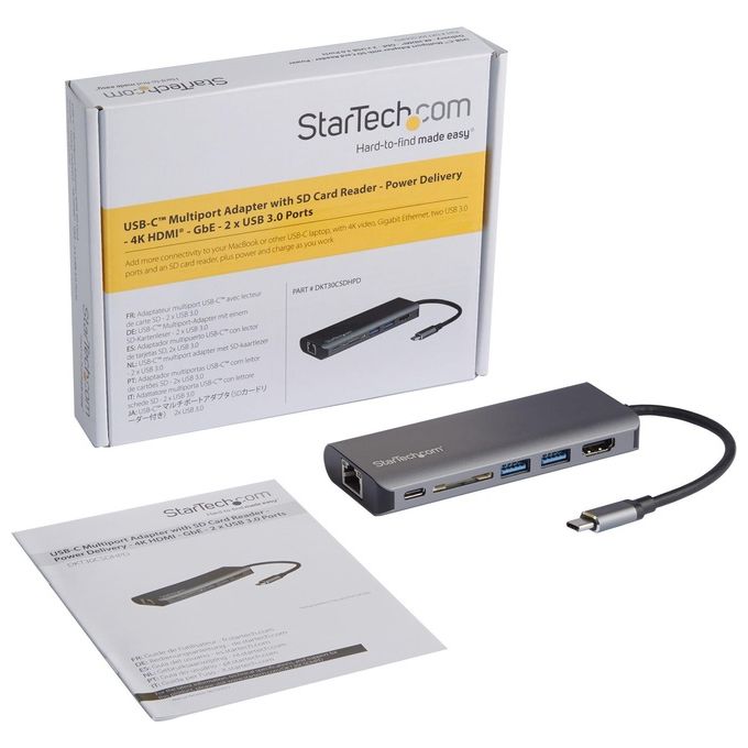 StarTech Adattatore Multiporta Usb-C Lettore Schede SD Power Delivery 4K Hdmi GbE 2x Usb 3.0