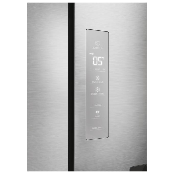 Haier HCW58F18EWMP Cube 83 Frigorifero Americano 507 L 178 cm Classe E 38 dB No Frost Wi-Fi Dispenser Acqua colore Platino Inox