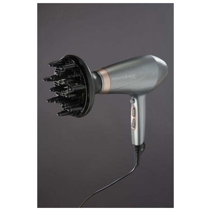 Remington AC8820 Keratin Protect Asciugacapelli 2200W Motore AC Ionico Ceramica 2 Velocita' 3 Temperature Diffusore e Concentratore colore Argento