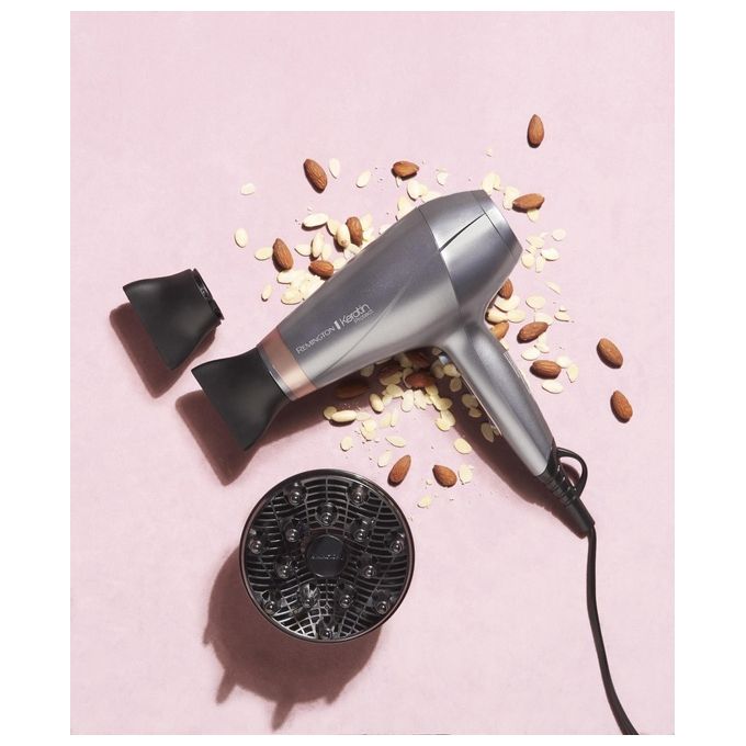Remington AC8820 Keratin Protect Asciugacapelli 2200W Motore AC Ionico Ceramica 2 Velocita' 3 Temperature Diffusore e Concentratore colore Argento