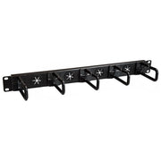 StarTech CABLMANAGERH Pannello Gestione Cavi per Server Rack 1U 19'' 4 Fori Passanti 5 Ganci D-Ring Struttura in Acciaio colore Nero