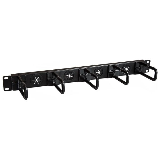 StarTech CABLMANAGERH Pannello Gestione Cavi per Server Rack 1U 19'' 4 Fori Passanti 5 Ganci D-Ring Struttura in Acciaio colore Nero