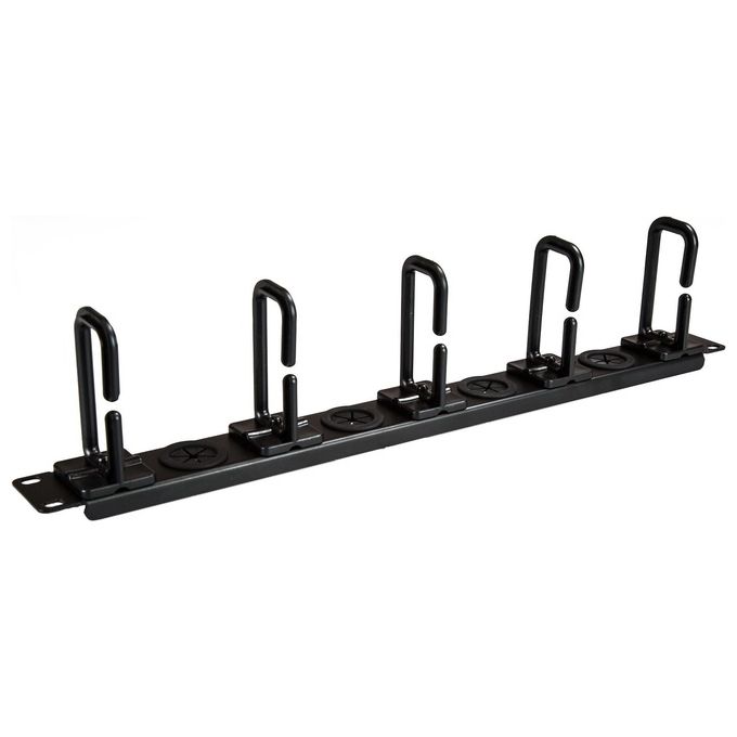StarTech CABLMANAGERH Pannello Gestione Cavi per Server Rack 1U 19'' 4 Fori Passanti 5 Ganci D-Ring Struttura in Acciaio colore Nero