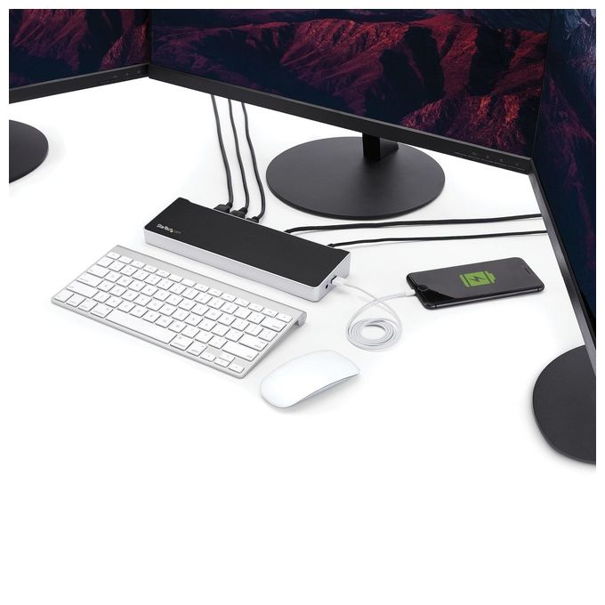 StarTech DK30CH2DPPDU Docking Station USB-C Triplo Monitor 4K 5 Porte USB 3.0 Power Delivery 60W Gigabit Ethernet DisplayPort HDMI colore Nero