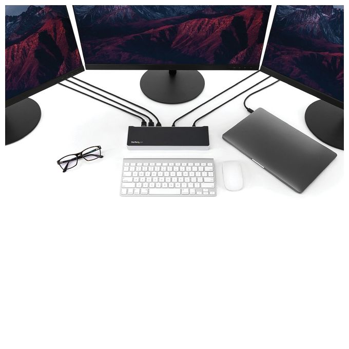 StarTech DK30CH2DPPDU Docking Station USB-C Triplo Monitor 4K 5 Porte USB 3.0 Power Delivery 60W Gigabit Ethernet DisplayPort HDMI colore Nero