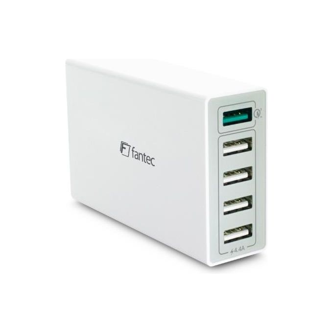 Fantec QC3-A51 Caricabatterie Quick Charge 3.0 5x Porte USB 1x USB 3.0 40W Bianco