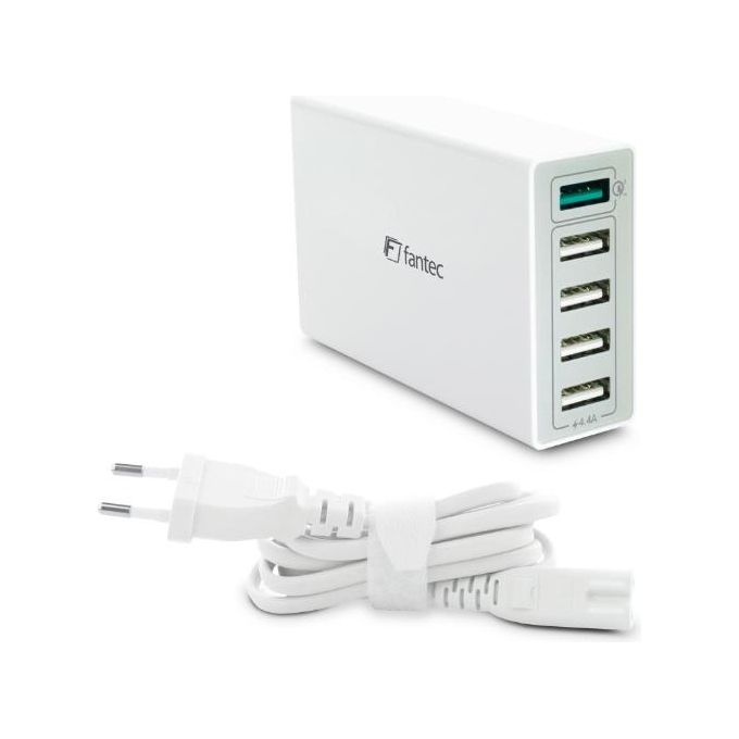 Fantec QC3-A51 Caricabatterie Quick Charge 3.0 5x Porte USB 1x USB 3.0 40W Bianco
