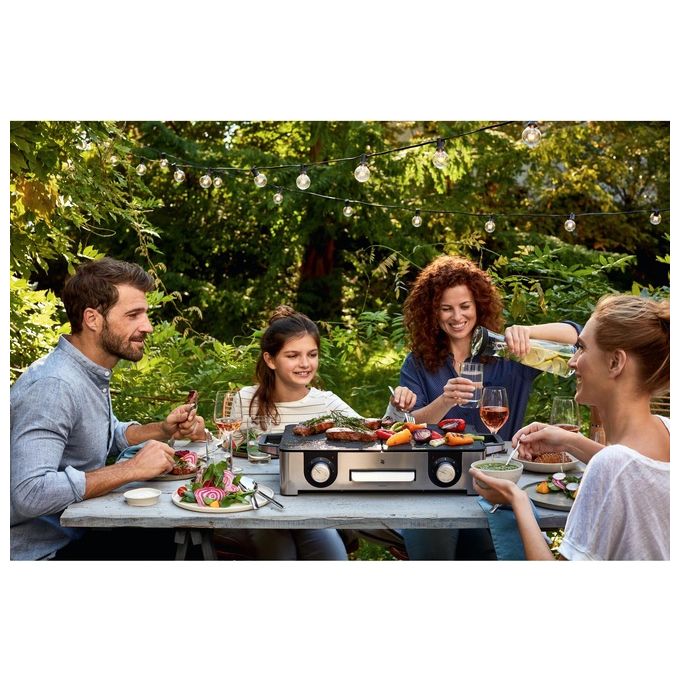 WMF 0415280011 Lono Master Grill Elettrico 2400 W con Piastre Antiaderenti Rimovibili e Protezione IPx4 per Uso Esterno colore Nero