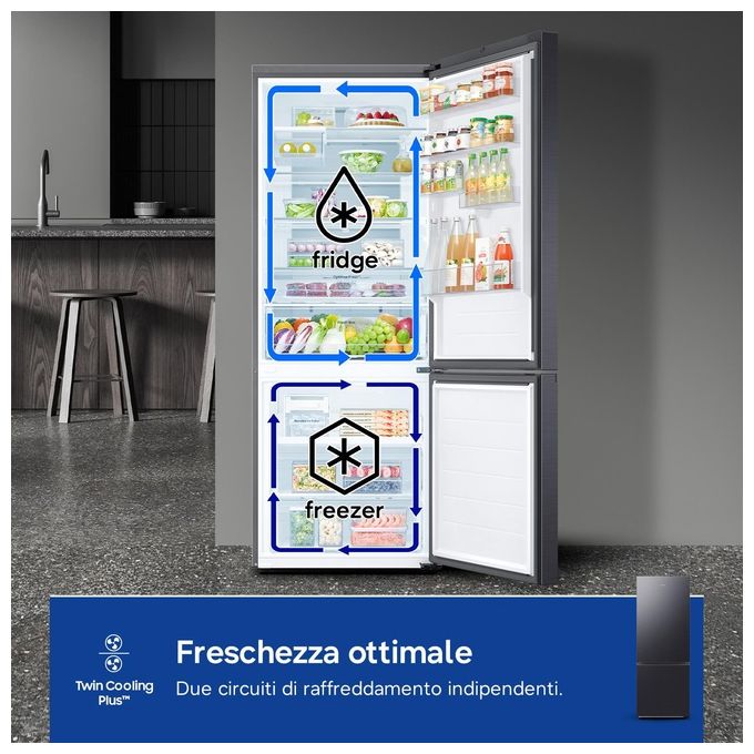 Samsung RB53DG706AB1EF Frigorifero Combinato 538 L 203 cm Classe B 34 dB No Frost Twin Cooling Wi-Fi SpaceMax colore Nero