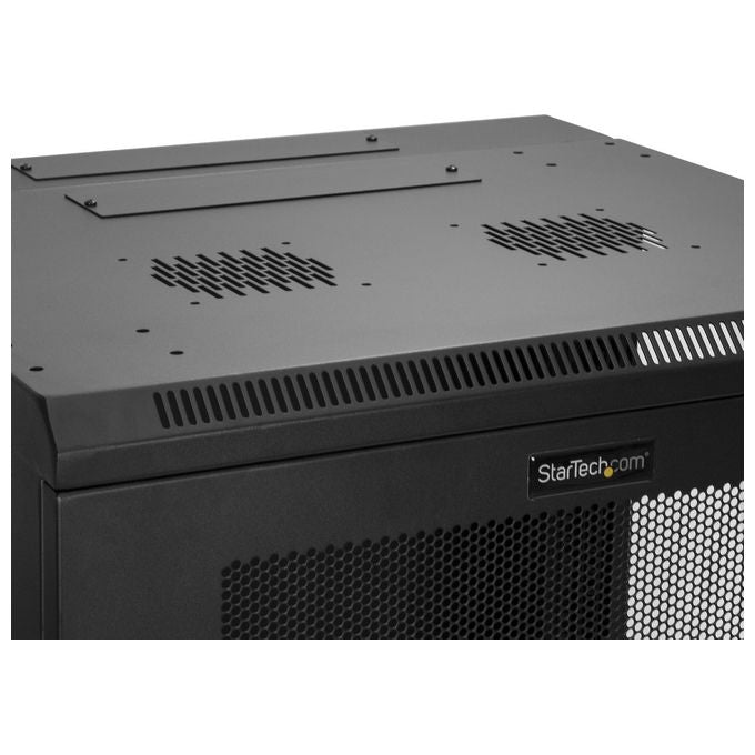 StarTech.com RK1224WALHM Armadio Rack 19 pollici 12U a Muro 4 Montanti Capacita' 90 Kg Pannelli Laterali Rimovibili Ripiano 1U colore Nero