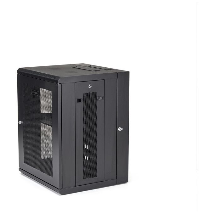 StarTech.com RK1520WALHM Armadio Rack 19 pollici 15U a Muro 4 Montanti Carico 90 Kg Pannelli Laterali Rimovibili Ripiano 1U Ventilato colore Nero