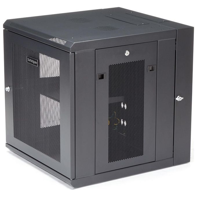 StarTech.com RK1224WALHM Armadio Rack 19 pollici 12U a Muro 4 Montanti Capacita' 90 Kg Pannelli Laterali Rimovibili Ripiano 1U colore Nero