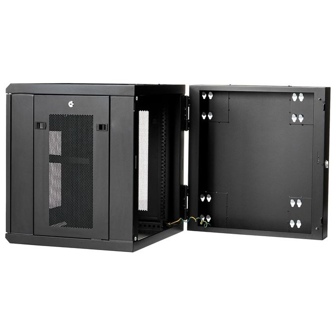 StarTech.com RK1224WALHM Armadio Rack 19 pollici 12U a Muro 4 Montanti Capacita' 90 Kg Pannelli Laterali Rimovibili Ripiano 1U colore Nero