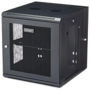 StarTech.com RK1224WALHM Armadio Rack 19 pollici 12U a Muro 4 Montanti Capacita' 90 Kg Pannelli Laterali Rimovibili Ripiano 1U colore Nero