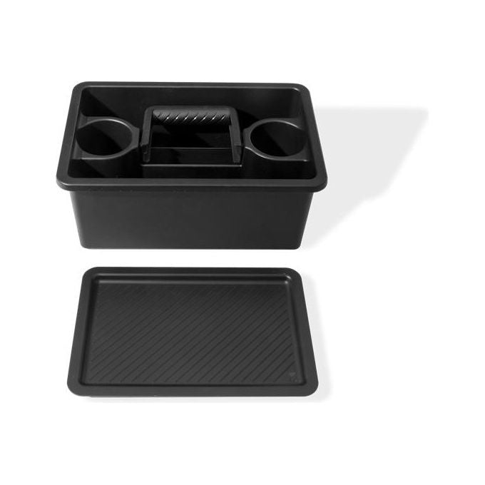 Weber 3400128 Weber Works Cestello di Trasporto con Coperchio a Vassoio in Plastica Resistente e Maniglia Pieghevole Compatibile con Ripiani Laterali Works colore Nero