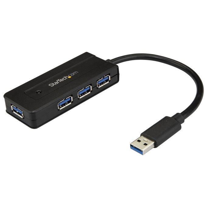 StarTech ST4300MINI Hub USB 3.0 a 4 porte con porta di ricarica veloce alimentato via USB o adattatore 5Gbps colore Nero