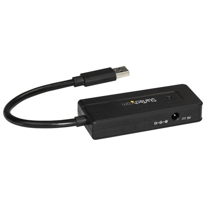 StarTech ST4300MINI Hub USB 3.0 a 4 porte con porta di ricarica veloce alimentato via USB o adattatore 5Gbps colore Nero
