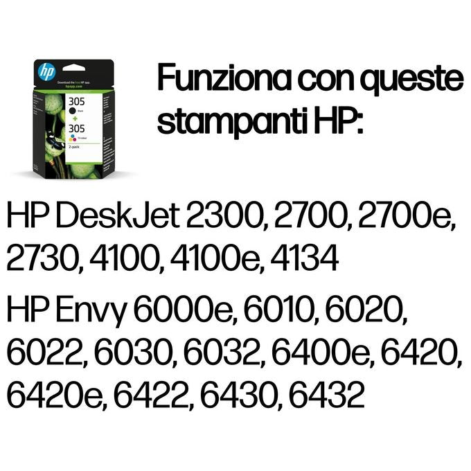 HP 6ZD17AE 305 Cartucce Inchiostro Originali Multipack 2 Pezzi Resa Standard 120 pagine Nero 100 pagine Colore colore Nero Ciano Magenta Giallo