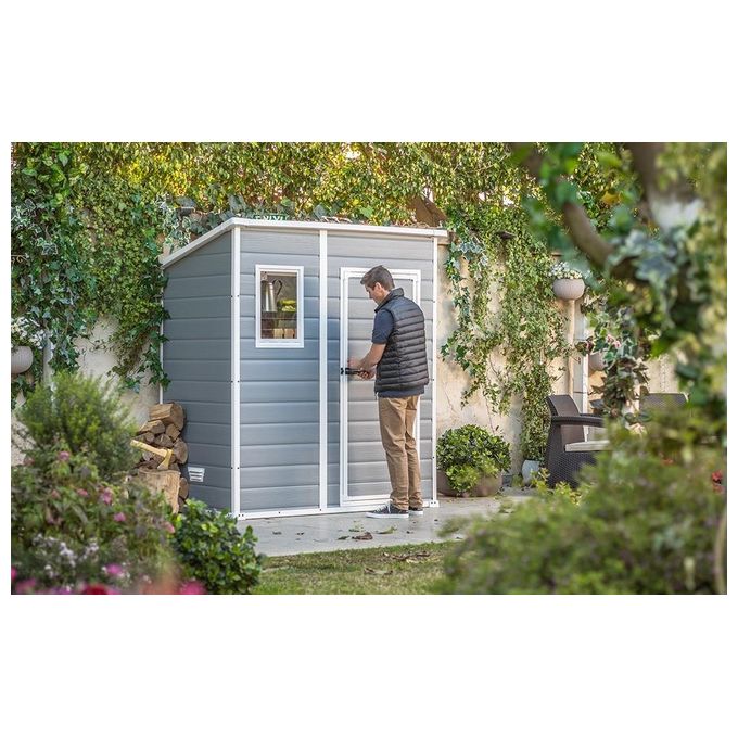 Keter Casetta da Giardino Manor Pent 6X4 in Resina 183,5x111x200,5h Grigio