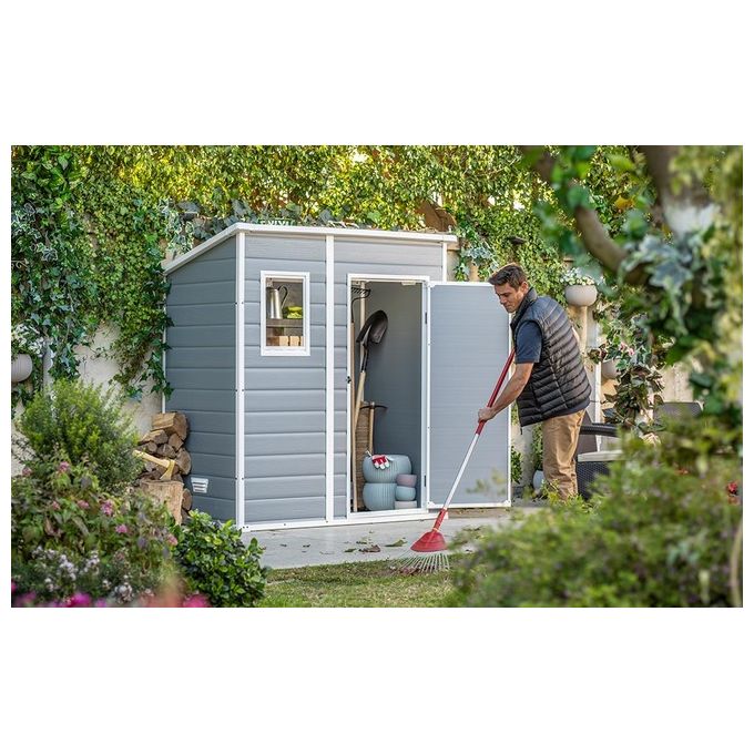 Keter Casetta da Giardino Manor Pent 6X4 in Resina 183,5x111x200,5h Grigio