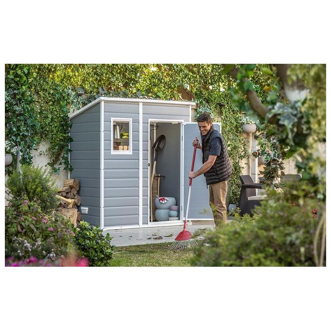 Keter Casetta da Giardino Manor Pent 6X4 in Resina 183,5x111x200,5h Grigio