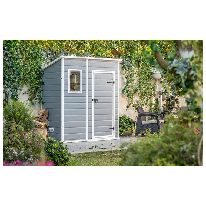 Keter Casetta da Giardino Manor Pent 6X4 in Resina 183,5x111x200,5h Grigio