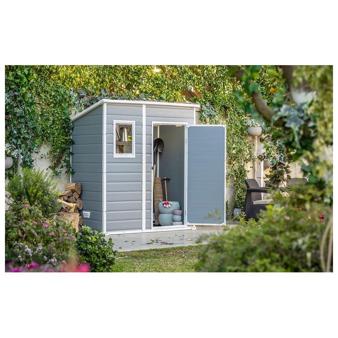 Keter Casetta da Giardino Manor Pent 6X4 in Resina 183,5x111x200,5h Grigio