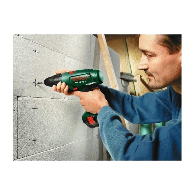 Bosch 0603941503 PSB 12 VE-2 Trapano a Batteria 12V 2 Kg Mandrino Senza Chiave Inversione Foratura Calcestruzzo 10 mm