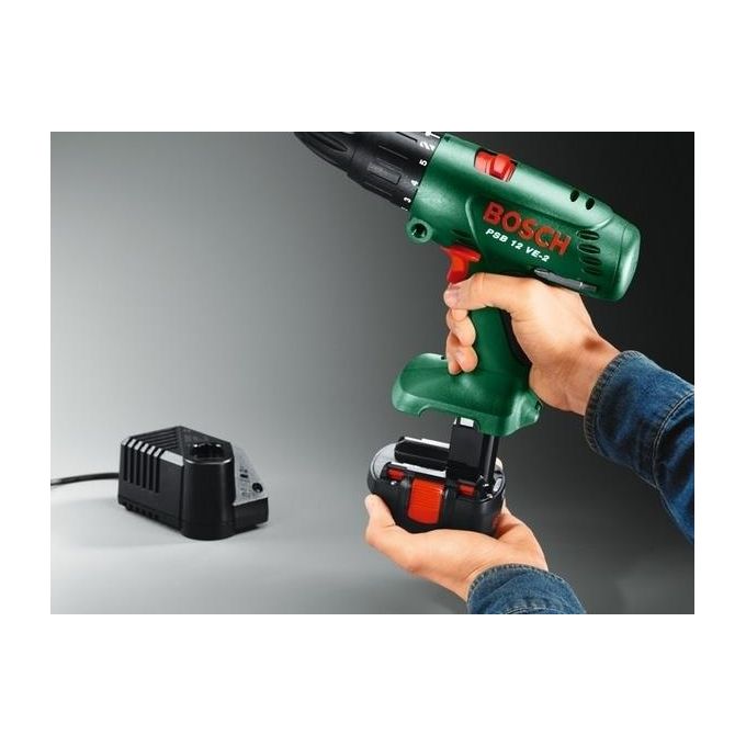 Bosch 0603941503 PSB 12 VE-2 Trapano a Batteria 12V 2 Kg Mandrino Senza Chiave Inversione Foratura Calcestruzzo 10 mm
