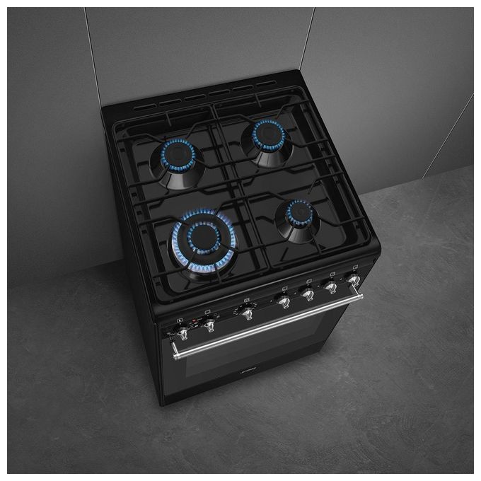 Smeg CX61GMBL Concert Cucina con Piano Cottura Gas 4 Fuochi Forno Elettrico 70 L Classe A (90x60x60 cm) colore Nero